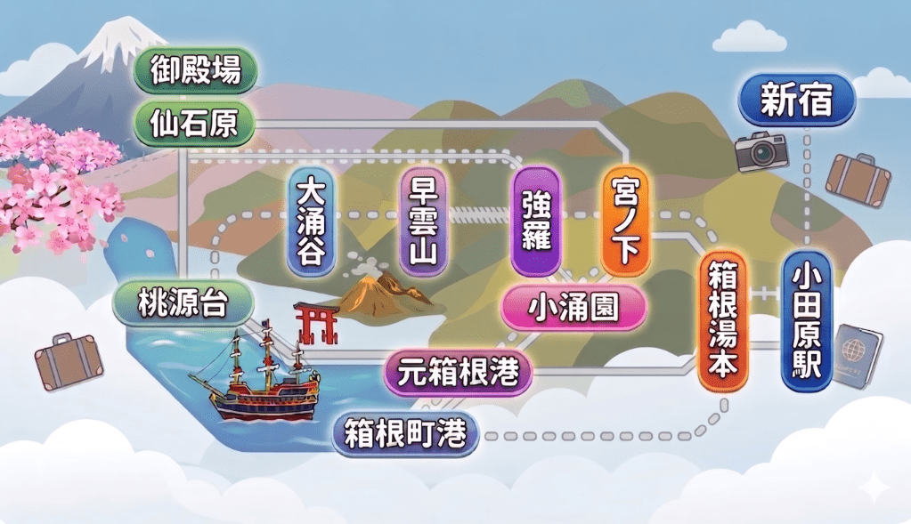 箱根湯本周辺の旅行マップ