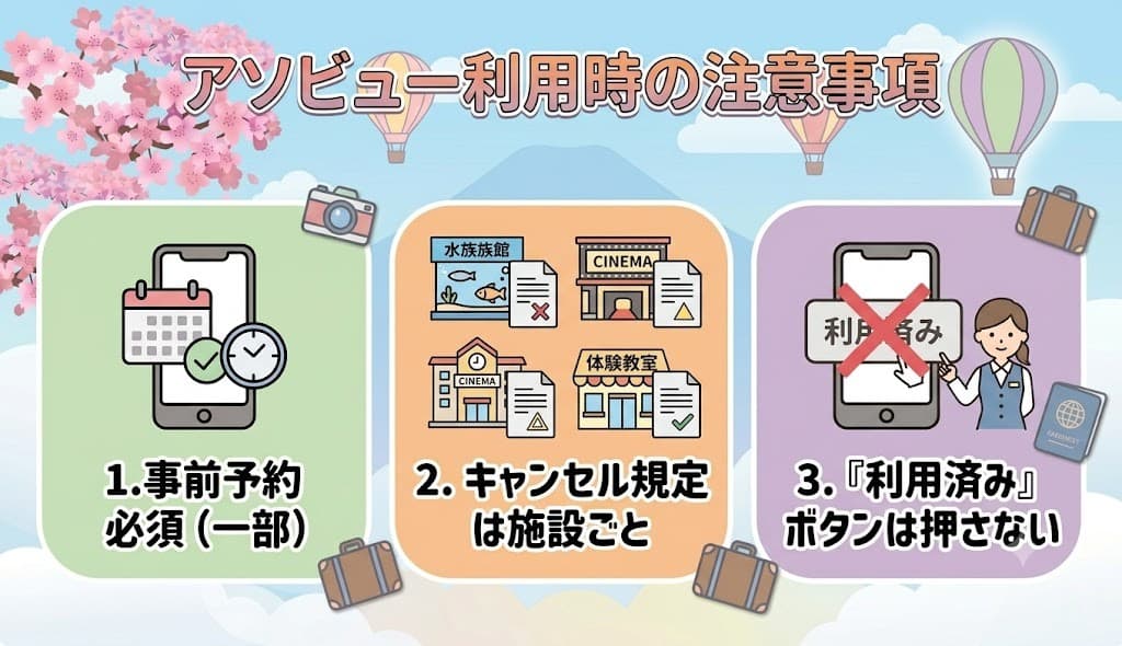 アソビュー利用時の注意点