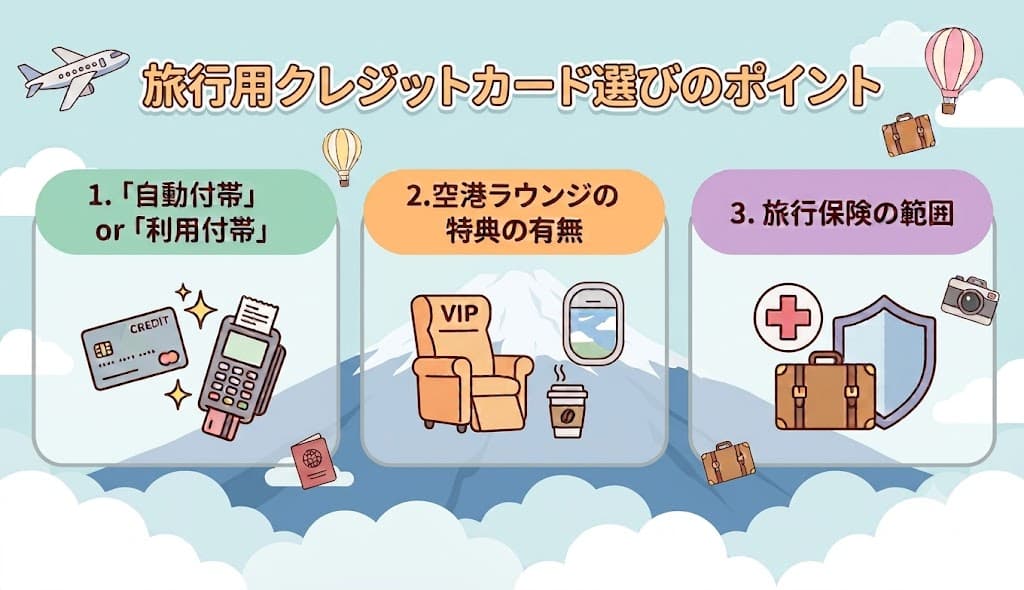 旅行用クレジットカード選びのチェックポイント
